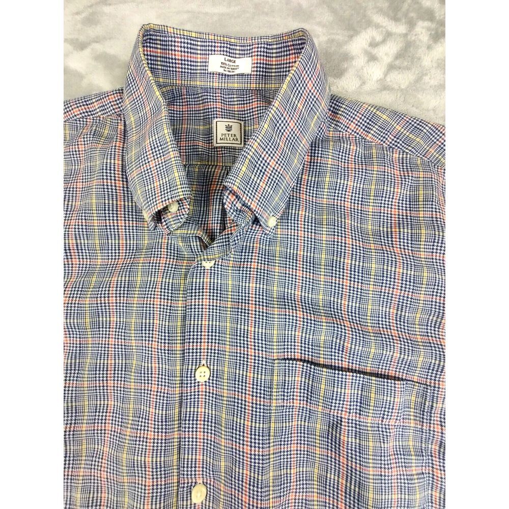 Peter Millar Men's Shirt Size‎ L Blue /Multi-Color Long Sleeve Cotton Button Up